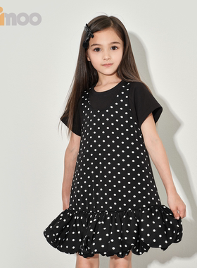 Qimoo淇木26春季新款女童装假两件花苞蝴蝶结连衣裙QWM1LP428D