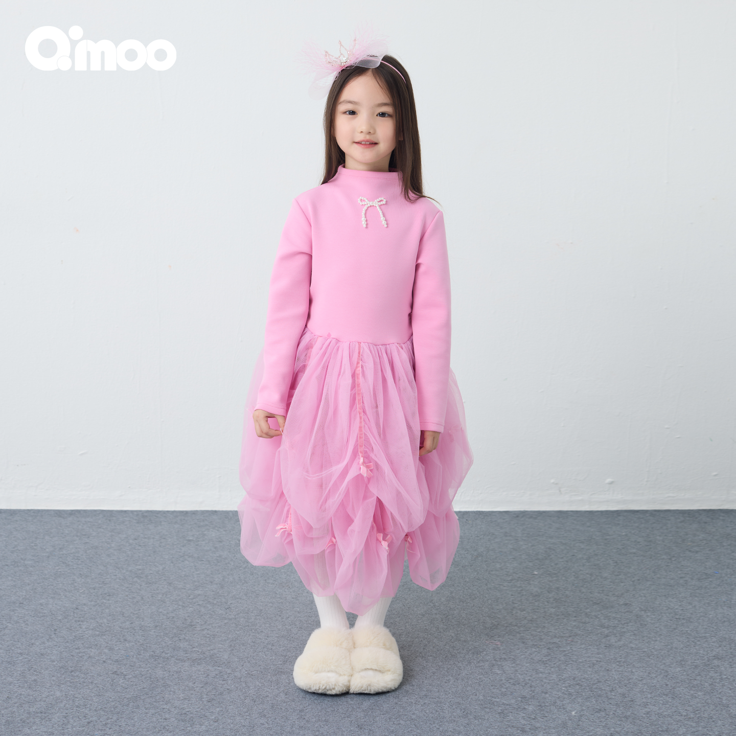 Qimoo淇木25冬季新款童装女童加绒针织甜美长袖连衣裙QSS4LP208B,童装/婴儿装/亲子装,连衣裙,淘宝优惠券,粉丝福利购,淘宝优惠卷