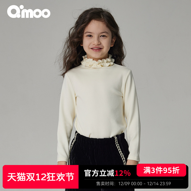 qimoo淇木秋季花边领套头衫