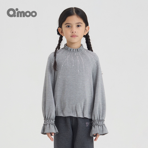 Qimoo女童秋季设计感高领卫衣