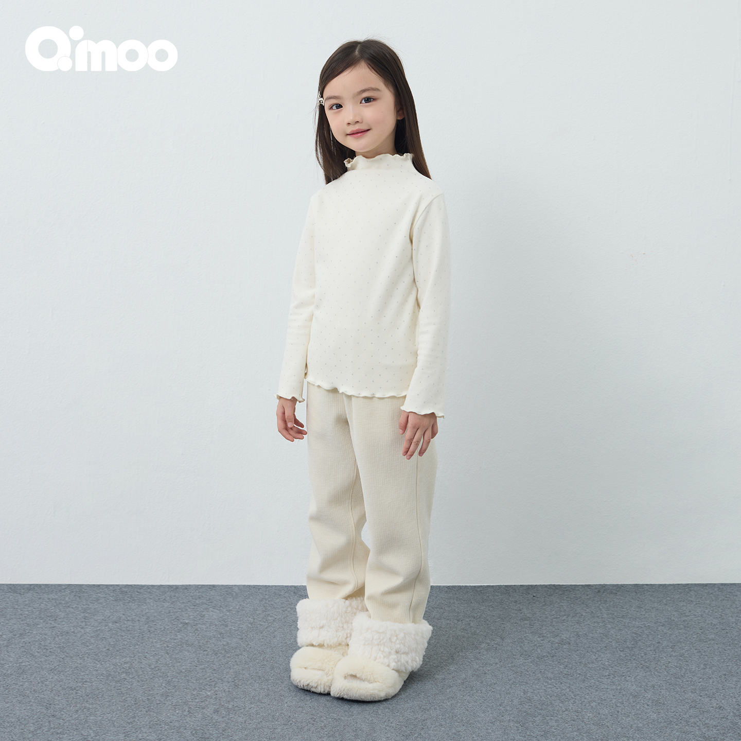 Qimoo淇木25冬季新款童装女童时尚百搭花边打底衫上衣QSS4TP112A