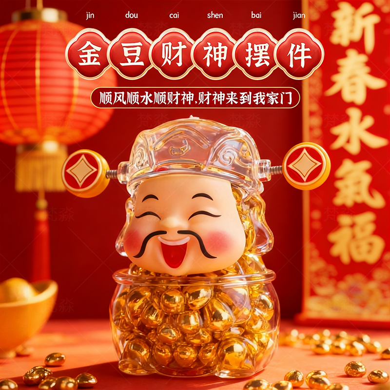 夜光流沙财神金元宝招财猫可爱网红仿真动物玩偶2025新款玩具女孩