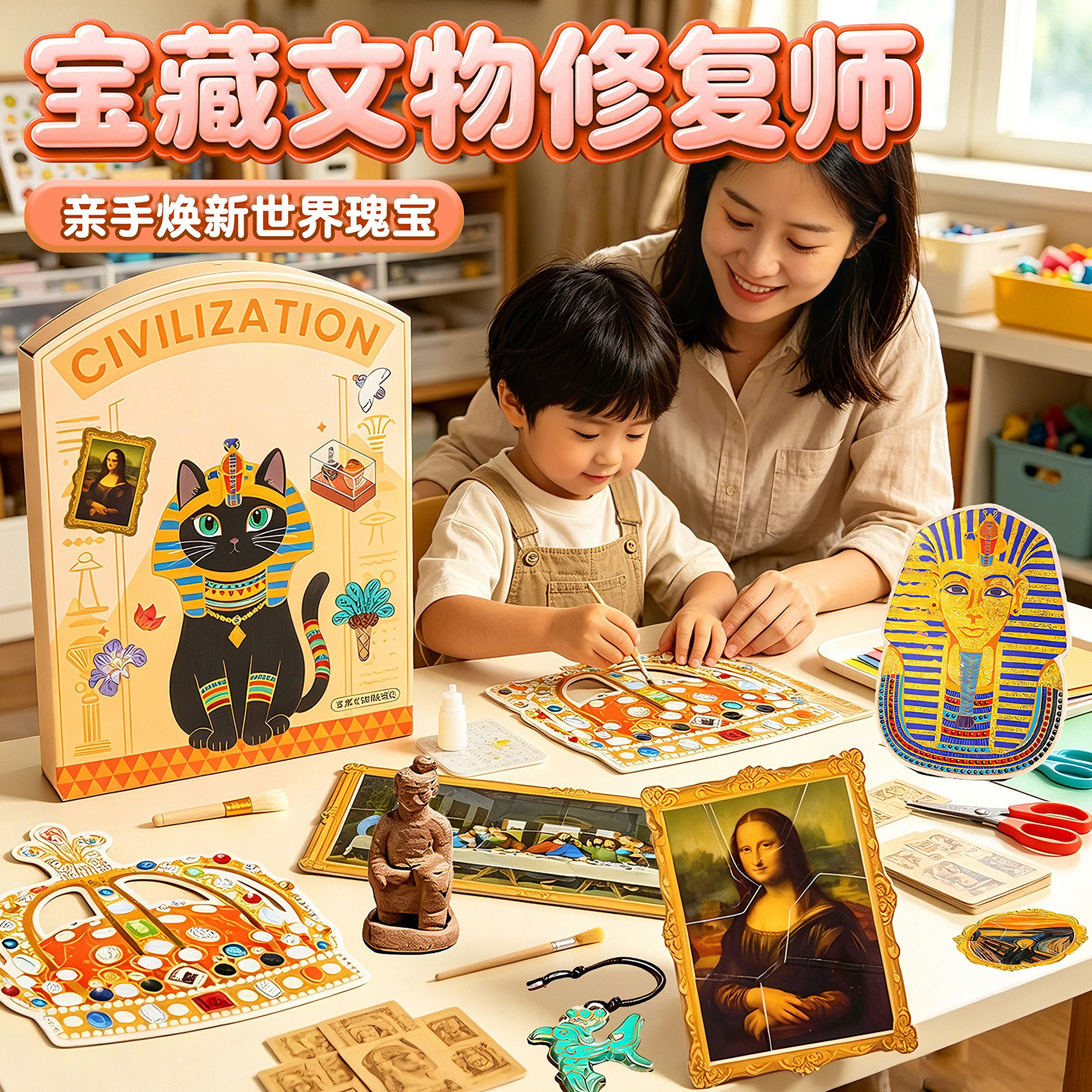 世界宝藏修复师女孩儿童手工DIY文物修复古董益智安静书生日礼物