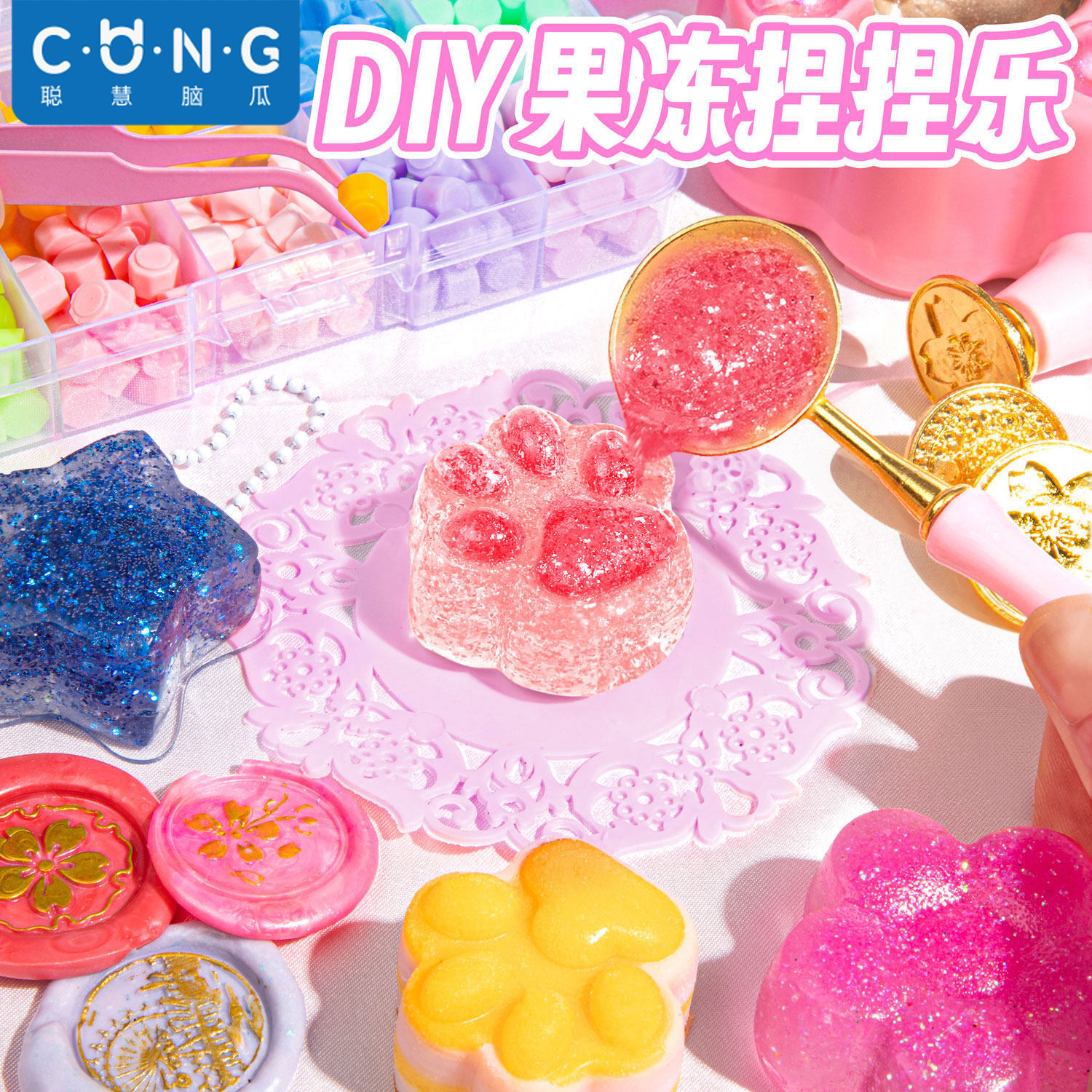 捏捏乐女孩手工diy果冻胶图片