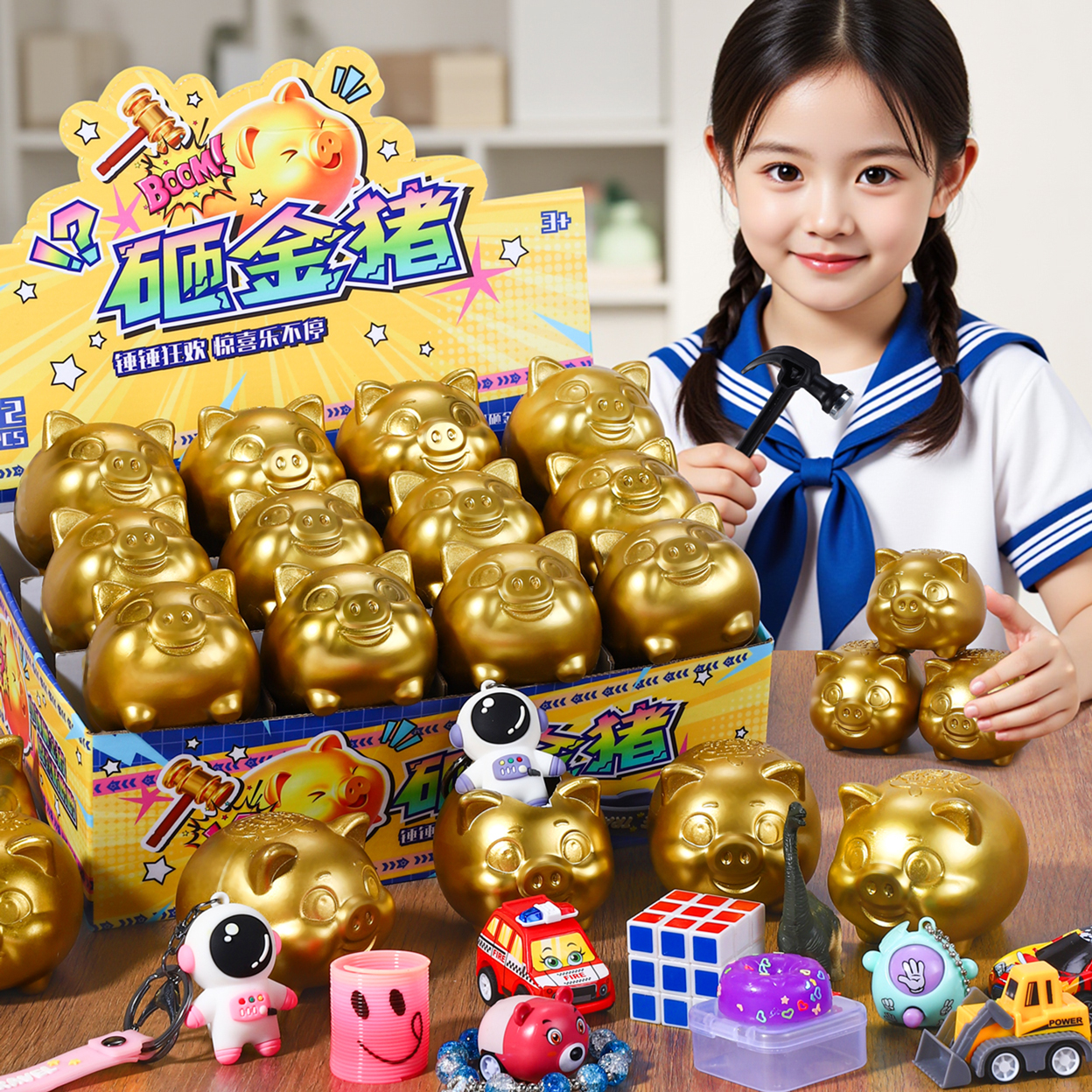 儿童砸金猪盲盒玩具礼盒