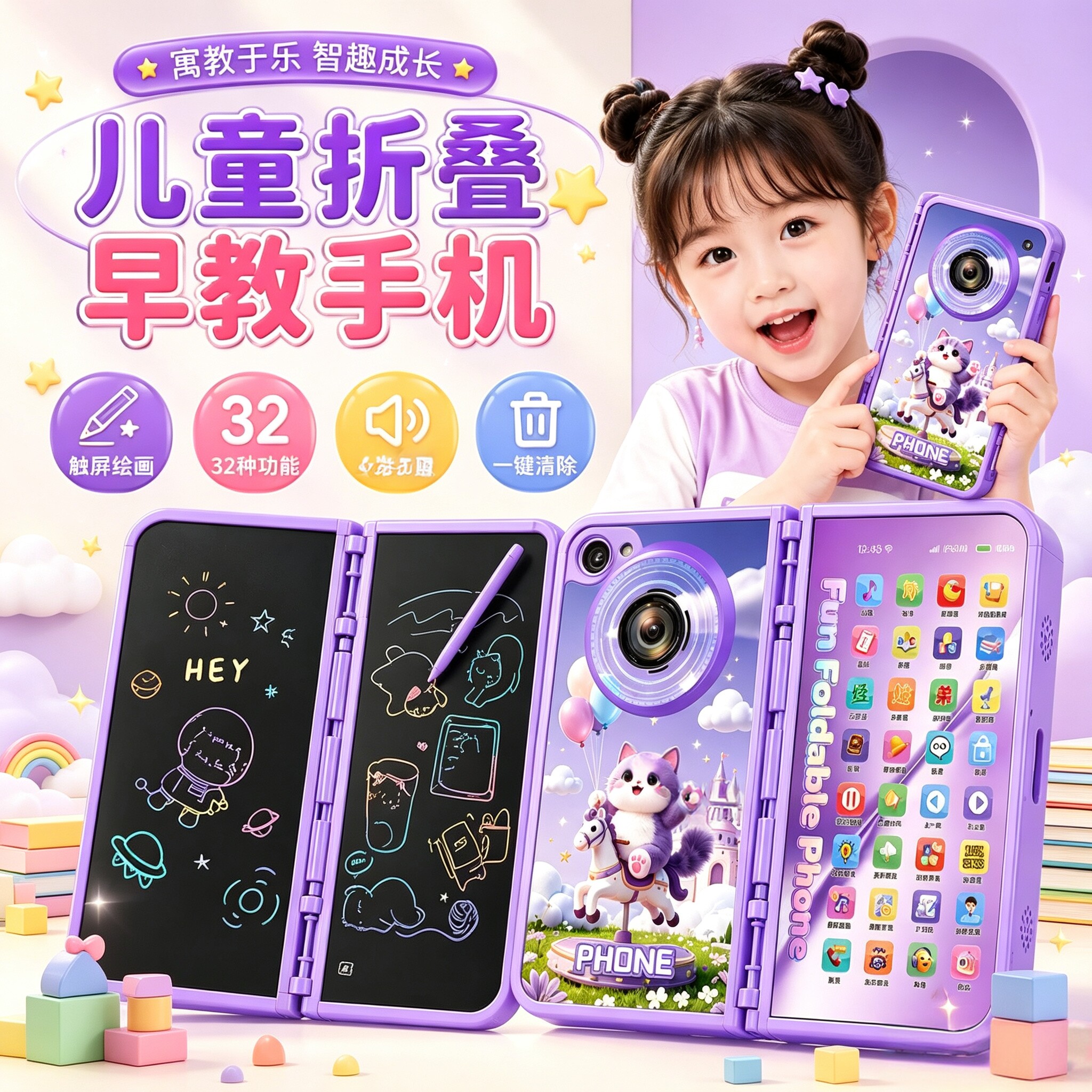 儿童可折叠早教绘画手机图片