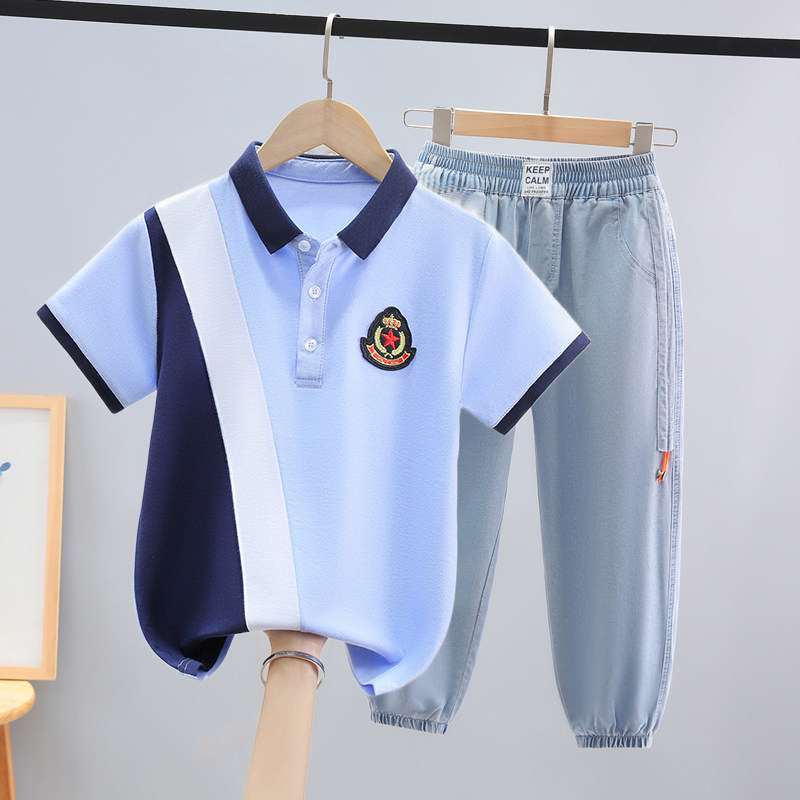 男童夏季套装2023新款中大童短袖T恤两件套儿童男孩运动10-12岁棉