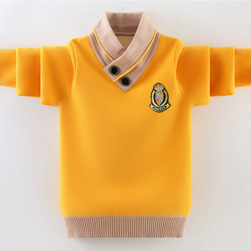 男童卫衣加绒加厚秋冬款中大童打底衫保暖套头儿童男孩百搭韩版潮