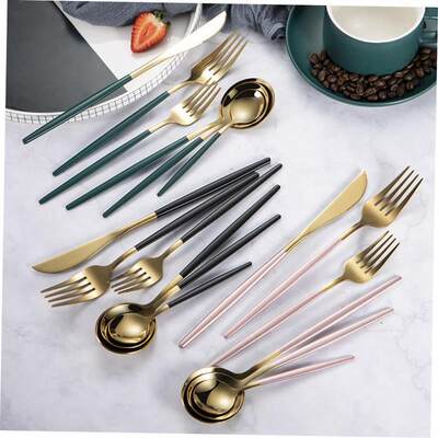 Nordic stainless steel steak knife, fork and spoon set