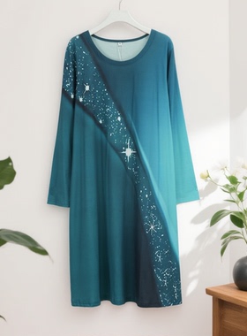 小众爆款遮肚子连衣裙时尚简约日常长袖春秋款百搭高级过膝25657