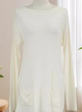 春秋新款时尚清新纯色针织衫宽松遮肉舒适亲肤设计感减龄 33772