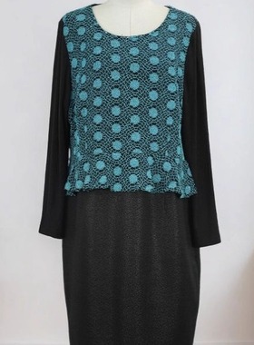 2025时尚女装连衣裙春秋长袖印花新款气质拼色拼接显瘦裙子 34200