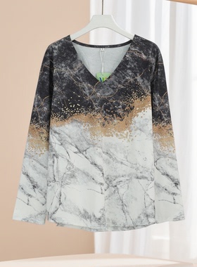 大码卫衣套头衫春秋新款时尚撞色圆领长袖宽松显瘦上衣25677