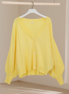 春秋爆款女纯色v领纽扣针织开衫慵懒修身遮肉显瘦洋气百搭40263