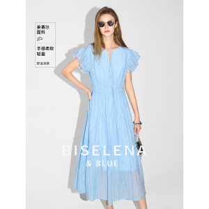 贝茜妮法式薄款度假风天丝连衣裙女夏季宽松气质高腰裙子
