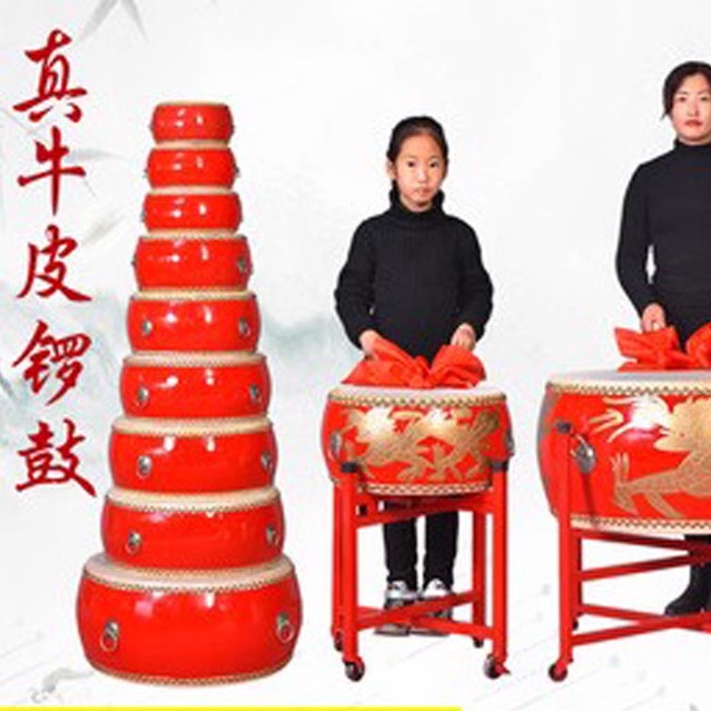 厂家12寸14寸16寸儿童锣鼓实木红鼓龙鼓排鼓小堂鼓牛皮鼓大鼓
