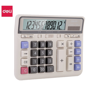 得力2135太阳能计算器 大号大屏大按键翻打传票财务会计专用办公商务型带记算机双电源驱动电脑按键设计