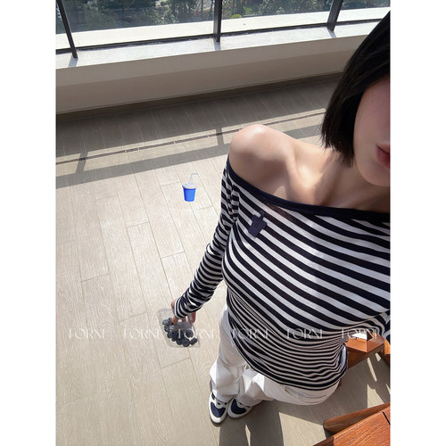羊毛抽褶收腰显瘦长袖T恤上衣