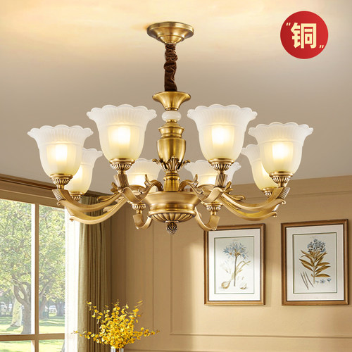 美式全铜客厅吊灯复古餐厅灯