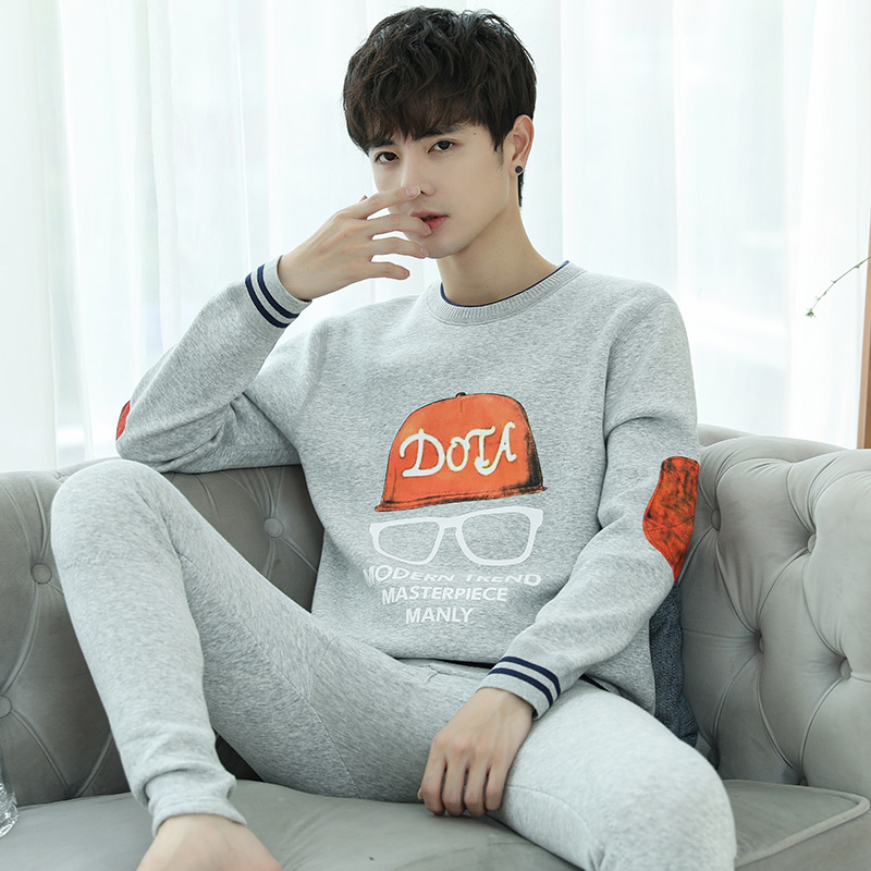 青少年加绒加厚保暖内衣套装男士