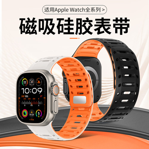 适用iwatch表带硅胶磁吸