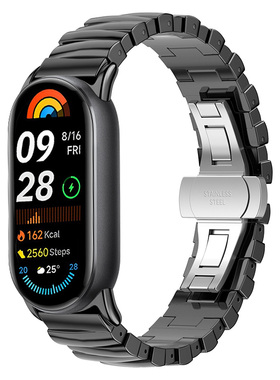 适用小米手环10表带不规则小米手环9腕带金属智能手环8代7新款6男女生5标准nfc版替换七八九运动透气高级卡扣