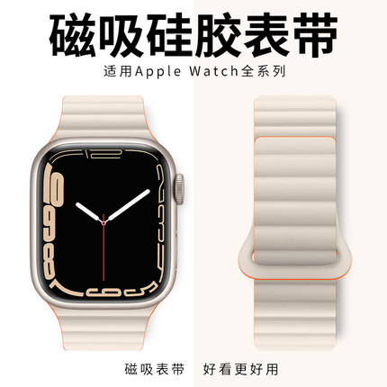 适用iwatch表带磁吸s9硅胶applewatchultra2表带se苹果手表表带s8新款s10代8/7/6/5男46女生s7创意49mm45/41