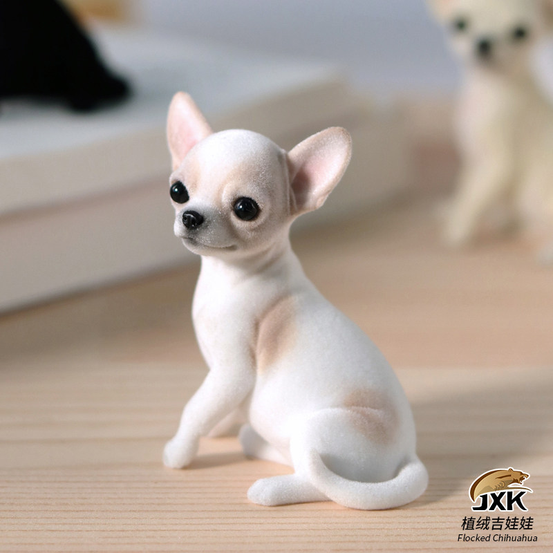 jxk 植绒吉娃娃仿真狗狗模型迷你微型小动物摆件车载装饰创意摆件