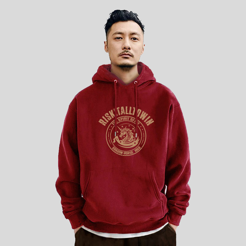 马年本命年冬季加绒加厚连帽卫衣