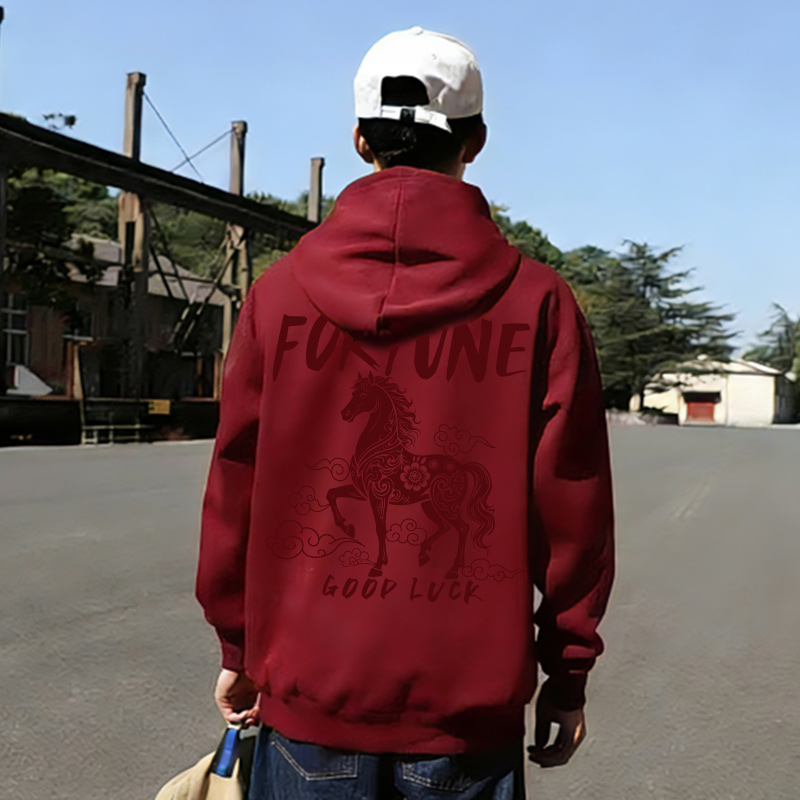 2026马年本命年秋冬加绒连帽卫衣