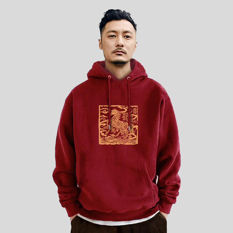 宽松版型袂衽潮连帽卫衣