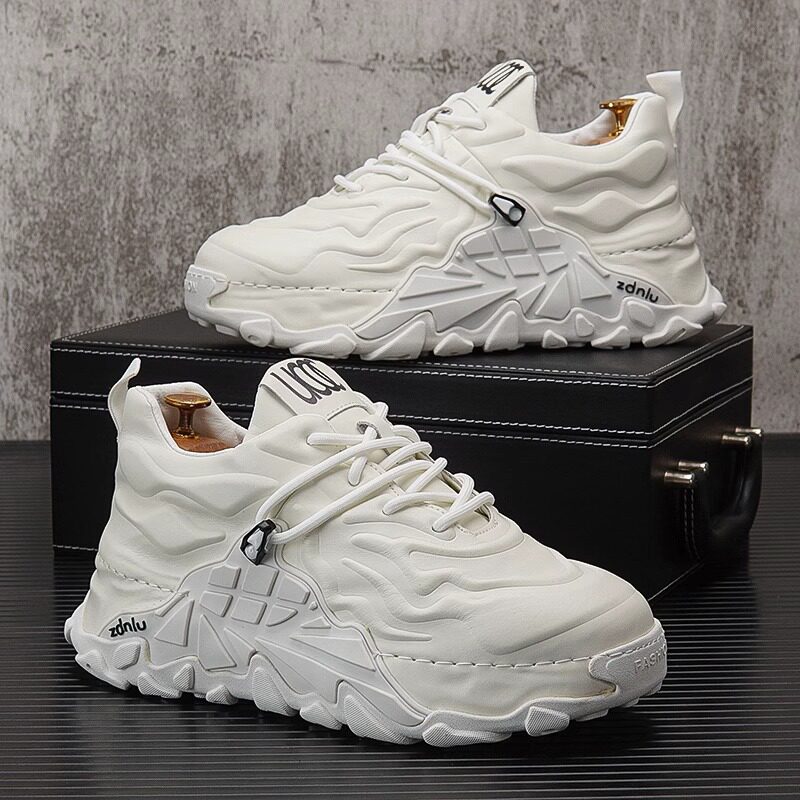 男鞋夏季透气2025新款厚底老爹鞋男款ins潮皮鞋小白休闲 运动板鞋