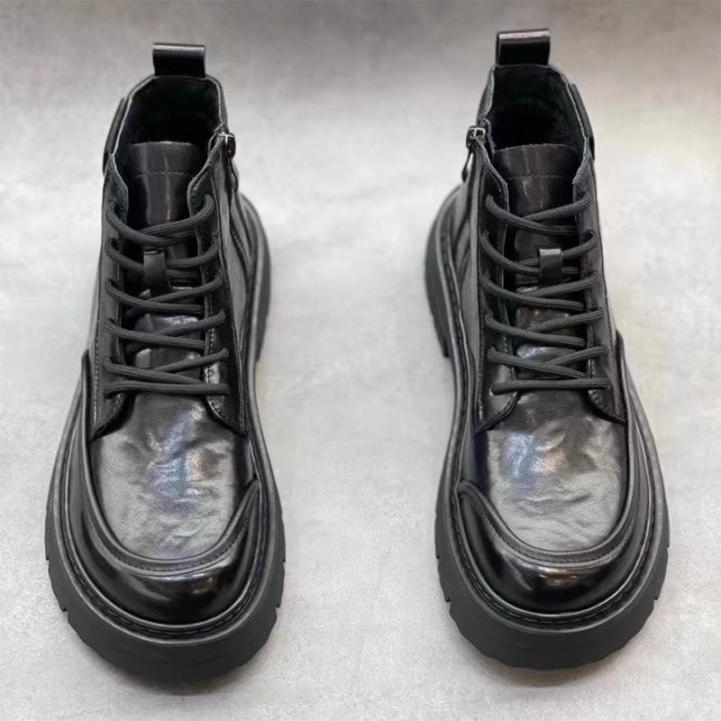 靴子男士高帮夏季2025新天鹅绒暖棉鞋休闲男士皮鞋真皮工作靴