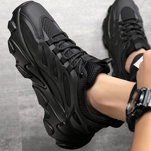 男鞋秋冬透气2024新款黑色老爹鞋ins潮韩版百搭休闲运动鞋子男款