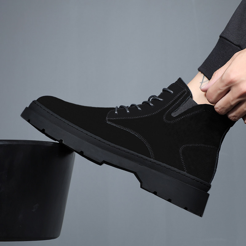 靴子男士高帮夏季透气2025新英国黑色休闲工作服短靴真皮鞋