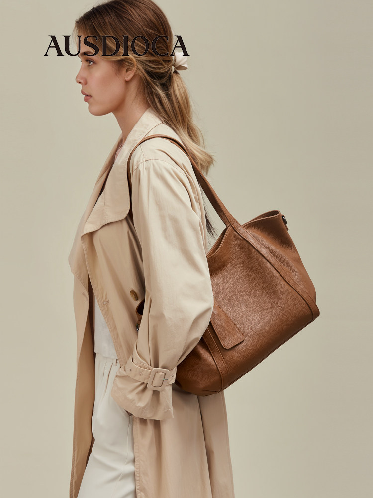 Women's Genuine Leather Bag 2025 New Large Capacity Tote Bag Commuter Shoulder And Crossbody Bag Top Grain Cowhide - Thumbnail 2