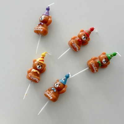 可爱生日派对帽小熊蜡烛hbd网红派对聚会插件蛋糕ins韩国可爱儿童