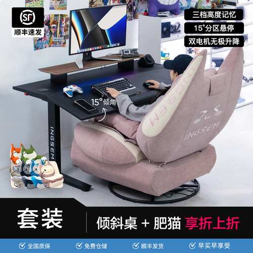 INGREM电动肥猫沙发家用摇摇椅+倾斜电动升降桌