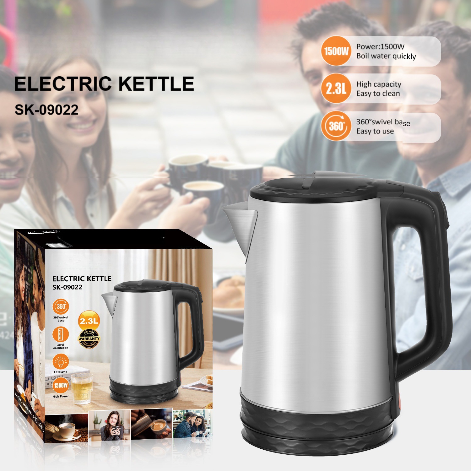 110v跨境水壶2.3l电热水壶不锈钢烧水壶electirc kettle