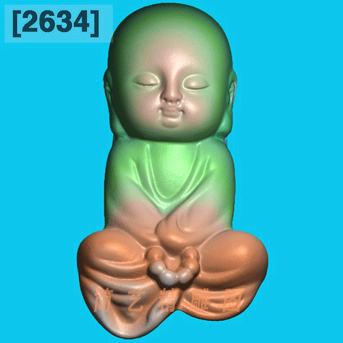 2634新扫描立体宝宝佛和尚童子佛精雕图玉雕电脑雕刻浮雕图灰度图