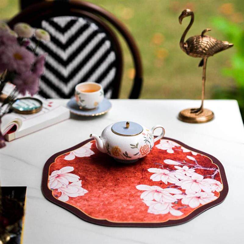奇居良品DF单片玉兰花硅藻泥沥水垫中式碗垫茶桌边几茶具茶杯垫