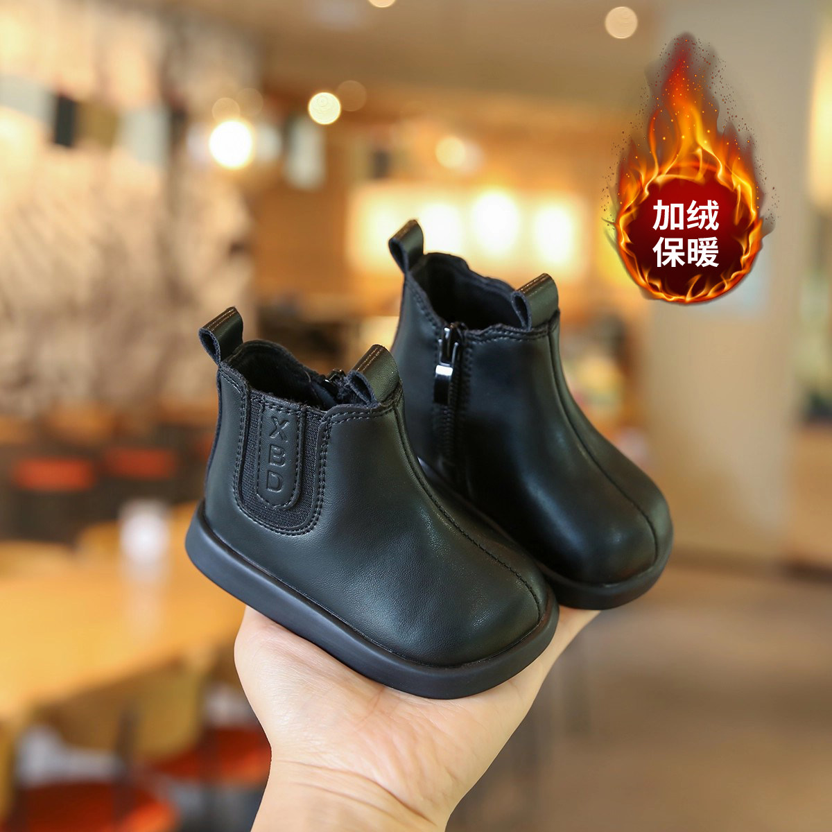 女宝宝靴子冬季加绒棉鞋女童公主短靴婴儿鞋子软底学步鞋儿童皮靴