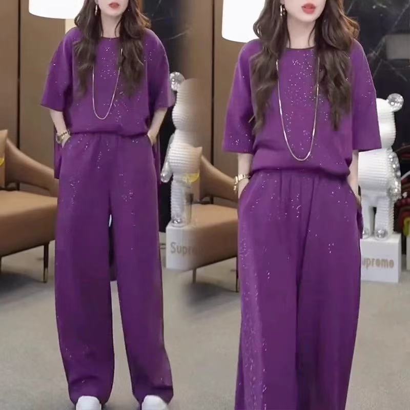 一整套亮片运动服套装女显瘦