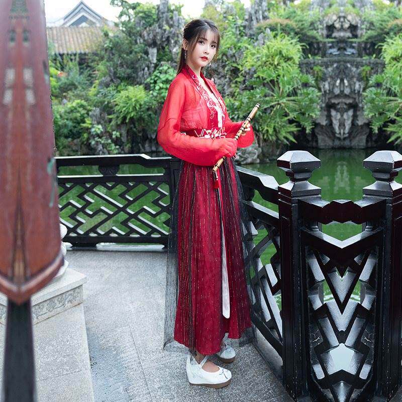 2018花曼珠沙华齐衣拼接半裙汉服表演服套装日常改良彼岸对襟腰上|msdalam kategori Butik wanita / wanita, pakaian/pakaian kebangsaan/peringkat pakaian, pakaian kebangsaan/pakaian - dari Buy2taobao.com untuk memberikan perkhidmatan ejen Taobao profesional membeli