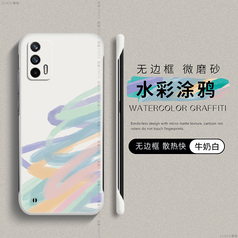 水彩涂鸦适用真我GT手机壳realme无边框gt大师探索版neo闪速网红夏天q5pro保护套gt2防摔创意q3硬壳noe男女生