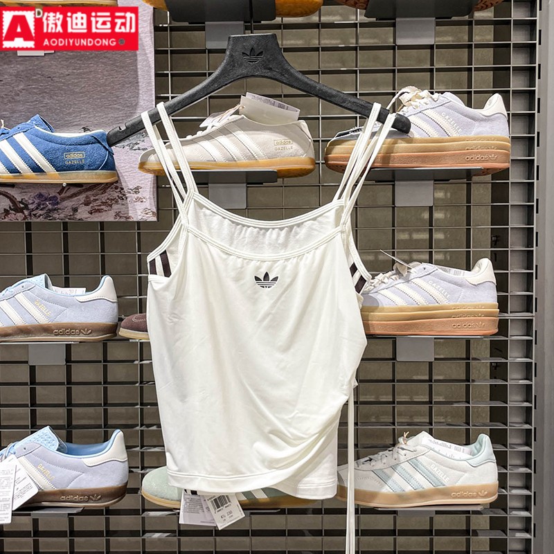阿迪达斯Adidas三叶草女装2026夏新款简约休闲白色吊带背心KW4525