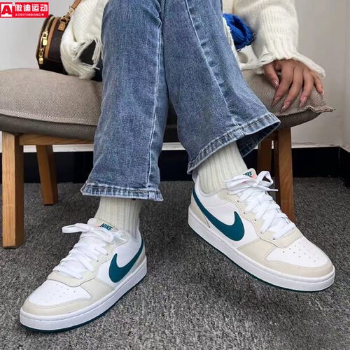 耐克Nike板鞋新款Court大童鞋白绿运动休闲鞋小白鞋女 BQ5448-017