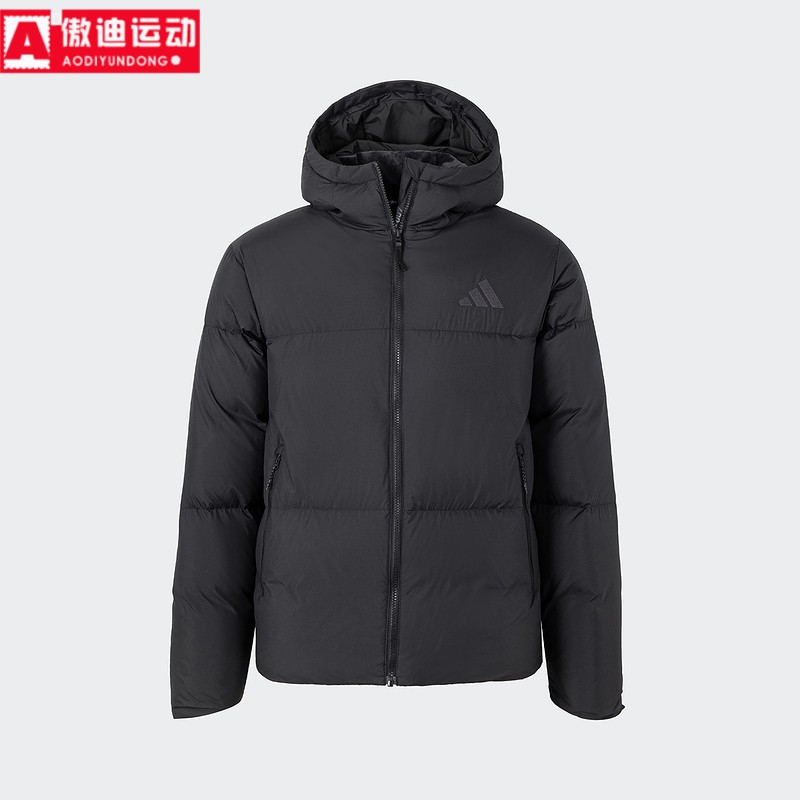 阿迪达斯羽绒服男保暖黑色外套