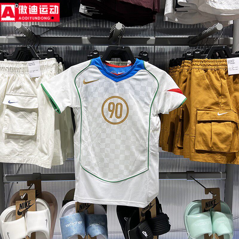 NIKE耐克大童款2025秋季新款经典复古拼色速干足球球衣II9782-100