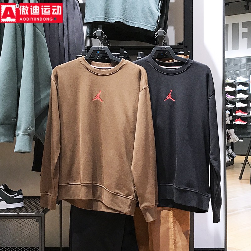 耐克男卫衣2024冬款JORDAN飞人毛圈篮球印花宽松套头衫HV1750-010